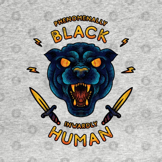 Phenomenally Black Inwardly Human | Black Panther Party | Black Owned BLM Black Lives Matter| Black Panthers |Tattoo Style Logo by anycolordesigns